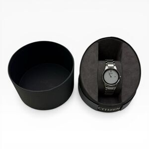 Citizen Eco-Drive GN-0-S-9 Ladies White Dial Stainless Watch Minimalist W Box